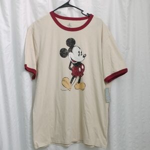 NWT Disney Cream and Red Mickey Mouse T-Shirt